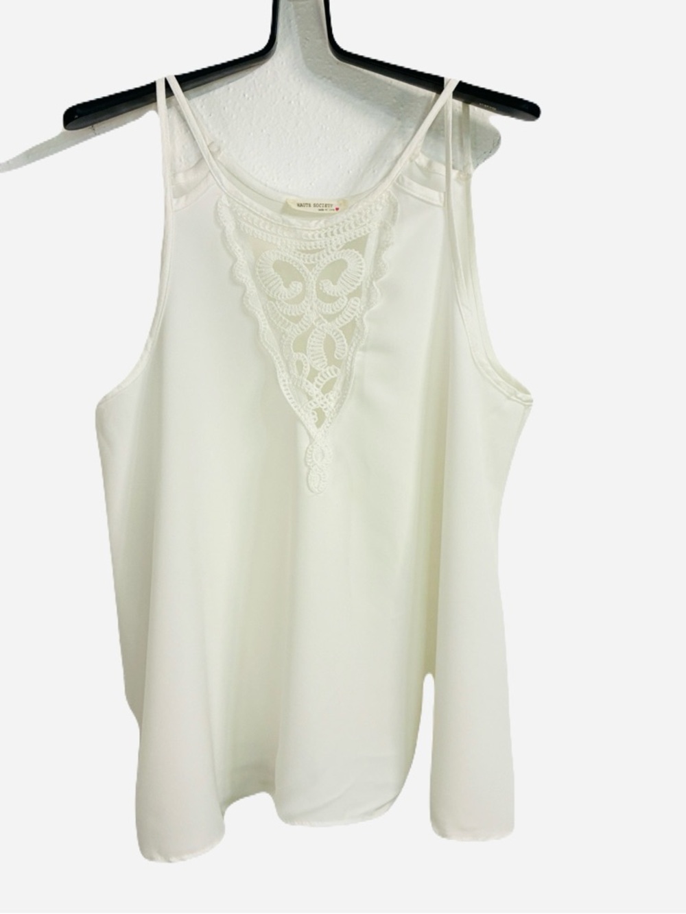 Haute Society Lace-Trim White Camisole Tank Top Sz.L